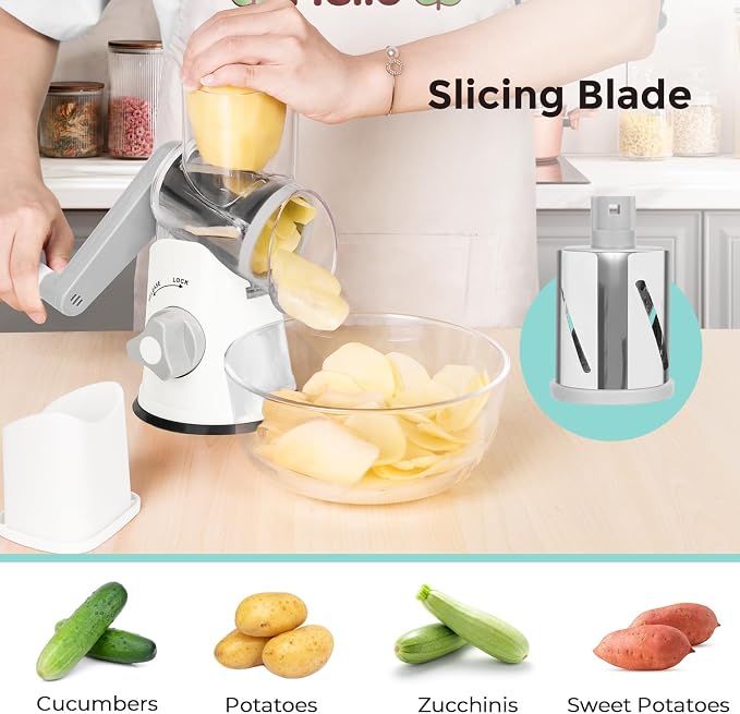 X Home Rotary Cheese Grater for Kitchen, Shredder - Image 2