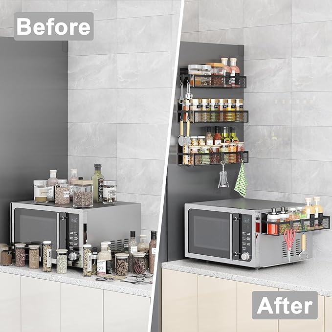 Aufworld Magnetic Spice Rack for Refrigerator, 5 Pack Magnetic Shelf, Moveable - Image 7