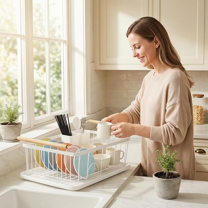 Dish Racks for Kitchen Counter, Thickened Metal Dish Drying Rack - Image 7