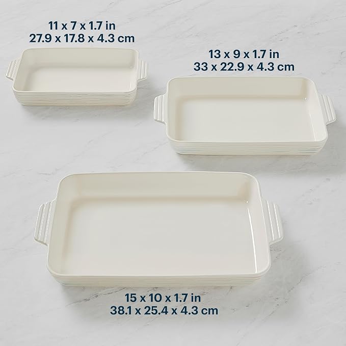 Pyrex 3-Piece Ceramic Bakeware Set, Nonstick Casserole Dish - Image 4
