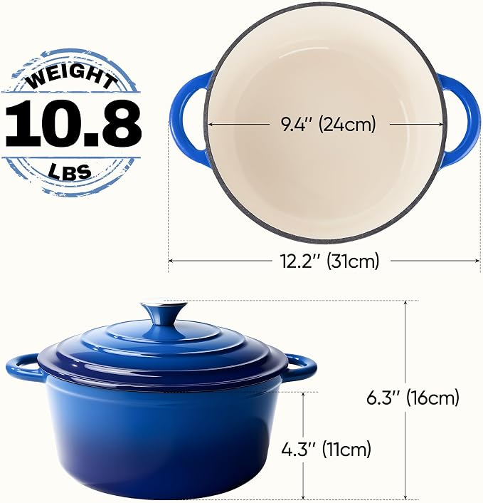 4.5 Quart Dutch Oven Pot with Lid, Non Stick Enameled Cast Iron Dutch Oven - Image 4