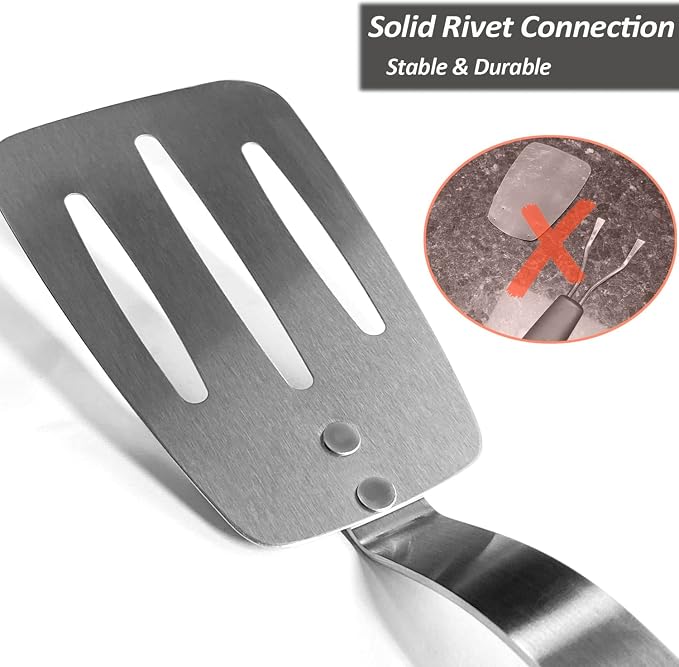 Stainless Steel Spatula, Flexible Metal Slotted Turner - Image 8