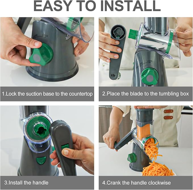 Cambom Rotary Cheese Grater Hand Crank Cheese Shredder - Image 7