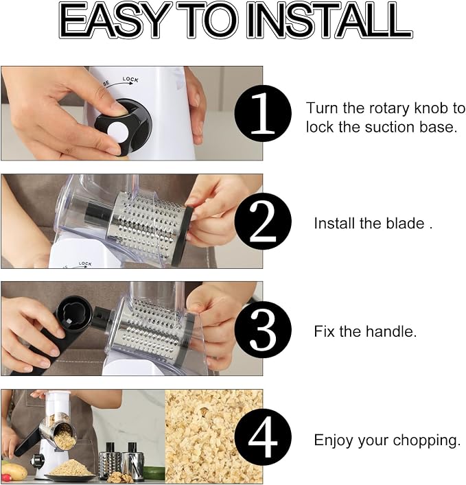 Ourokhome Rotary Cheese Grater Hand Crank, Kitchen Shredder Speed Mandolin - Image 5