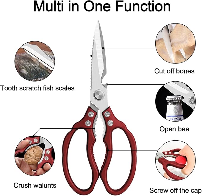 CGBE Kitchen Scissors All Purpose Heavy Duty, Ultra Sharp Stainless Steel - Image 3