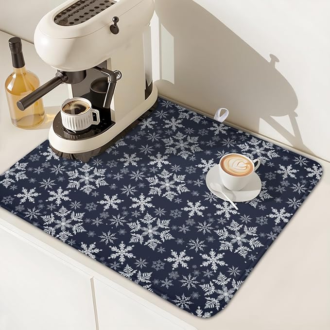 Christmas Dish Drying Mat for Kitchen Counter 18x16 Inch Xmas Snowflake Drying - Image 6