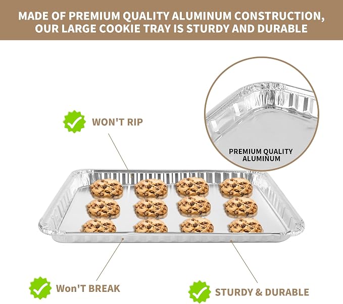 24 Pack 16 x 11 inch Aluminum Disposable Cookie Sheets - Image 3