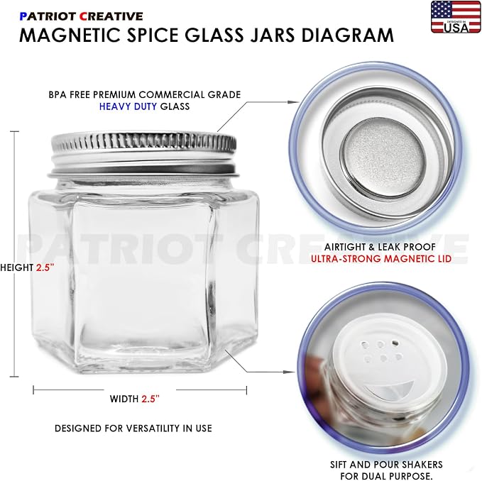 Patriot Set of 21 Large 4oz Magnetic Spice Jars - Image 4