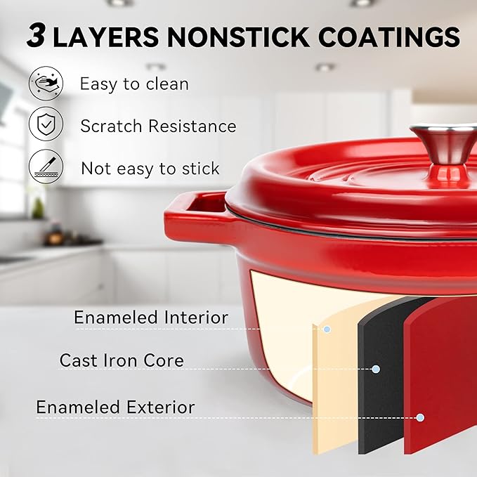 Miereirl 6.5 Quart Enameled Dutch Oven Pot - Image 3