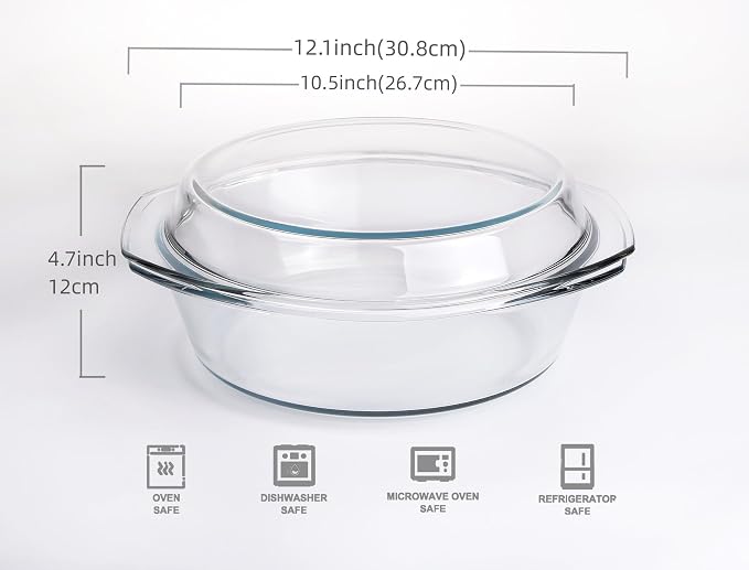 Round Tempered Glass Casserole Dish - Image 2