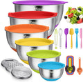 Wildone Mixing Bowls with Airtight Lids, 3 Grater Attachments, Measurement by Wildone