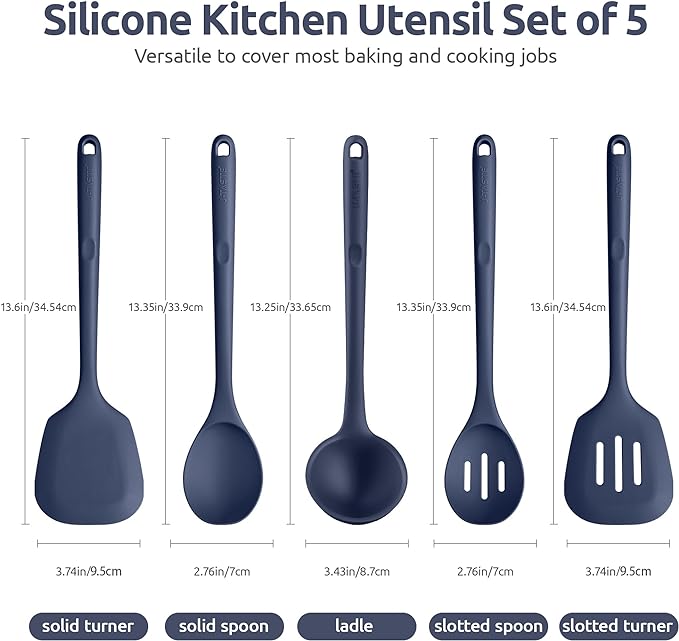 Silicone Kitchen Cooking Utensil Set: U-Taste High Heat Resistant 13.6in - Image 2