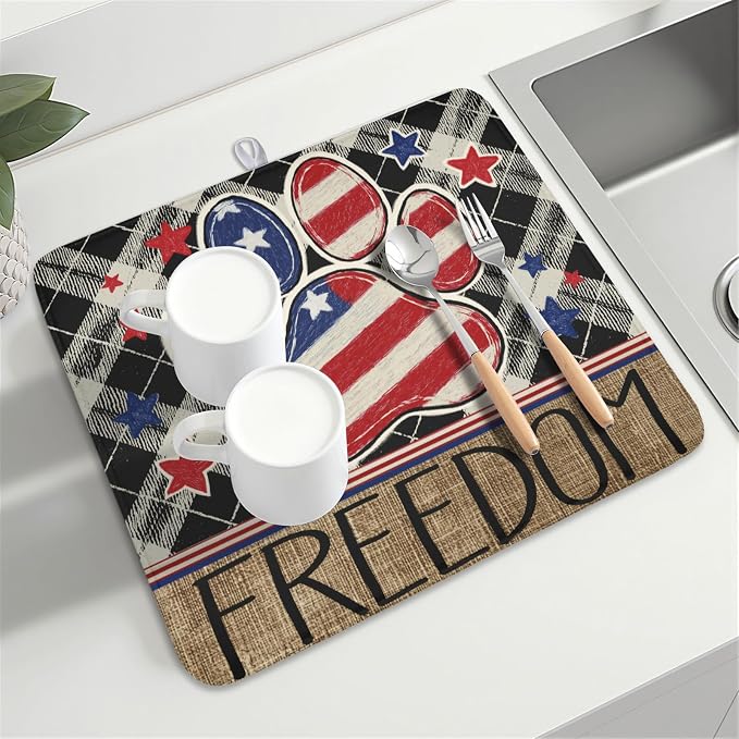 4th of July Dish Drying Mat 18x16 Inch, Patriotic Drying Mat - Image 8