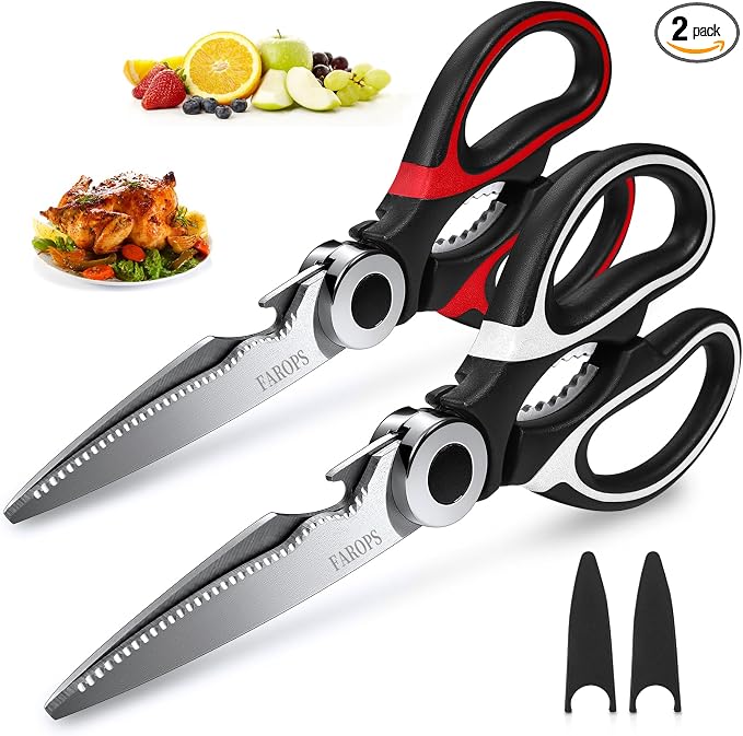 Kitchen Scissor For General Use 2-Packs, Heavy Duty Kitchen Raptor Meat Shears by FAROPS
