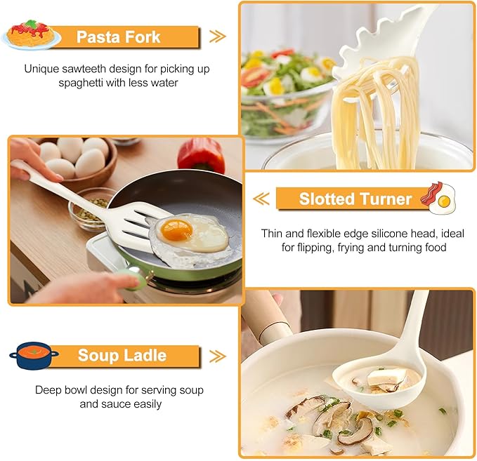 TeamFar Silicone Cooking Utensils Set, 7-Piece Heat Proof Kitchen Utensils Set - Image 5