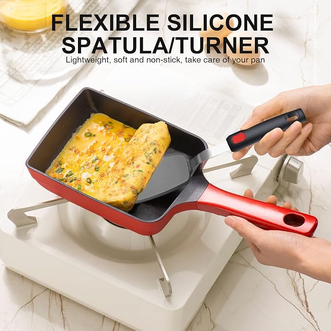 4PCS Flexible Silicone Spatula Turner Set and Kitchen Food Tongs - Image 2