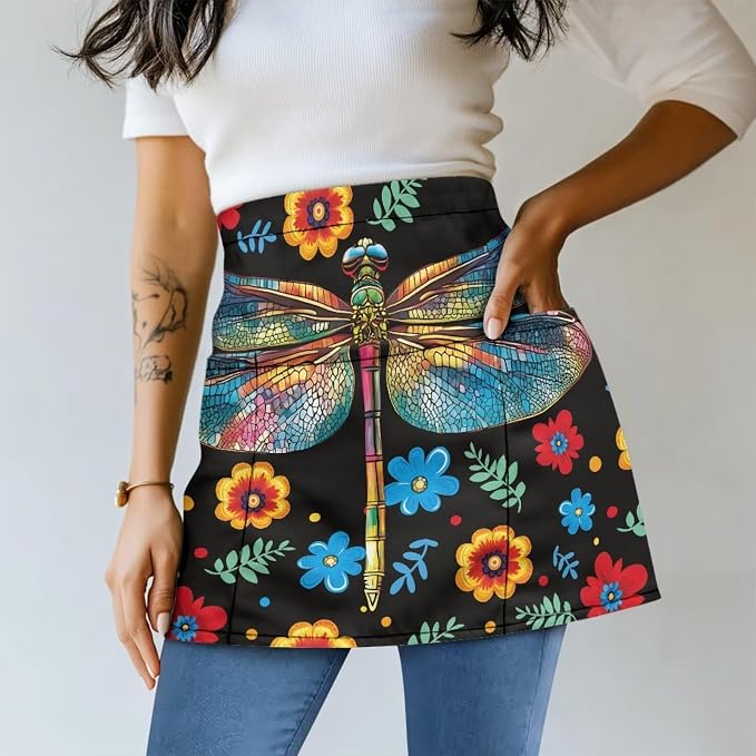 Server Apron with 3 Pockets, Waterproof Oil Waitress Waiter Half Apron - Image 2