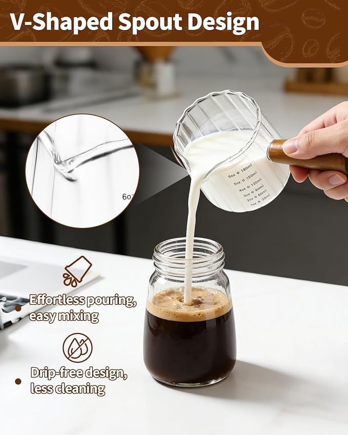2 Pack Espresso Measuring Cup, 6oz Borosilicate Glass Espresso Cups - Image 5