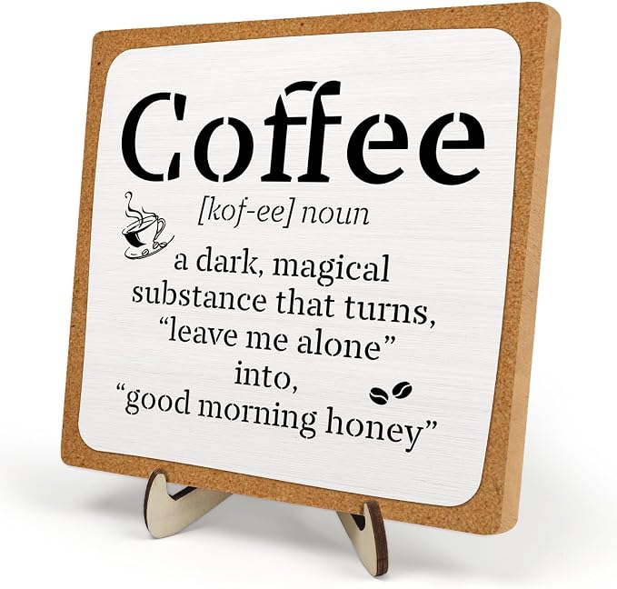 Funny Coffee Bar Decor – Rustic Wooden Sign by DMADNF