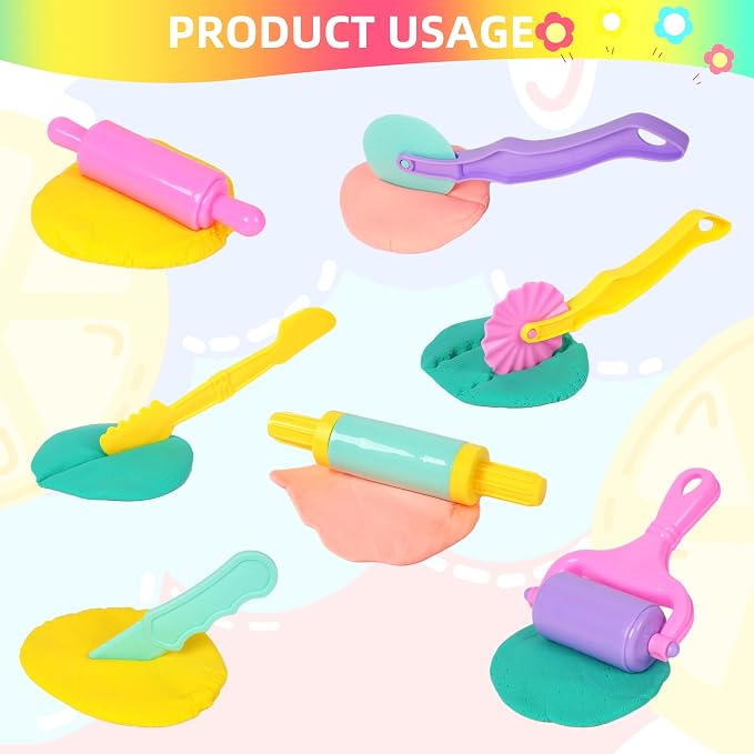 Dough Tools Set for Kids – 22 PCS Macaron Color Dough Play Tools - Image 3