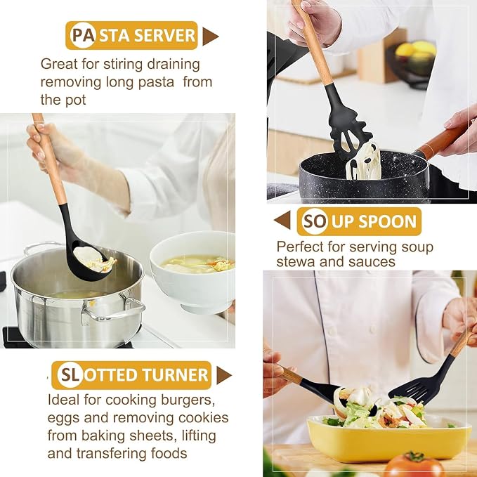 Kitchen Utensils. Set of 3, Silicone Cooking Utensils Set, Turner/Spatula - Image 5
