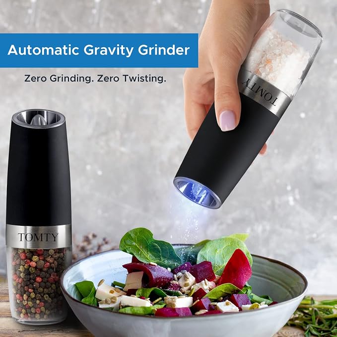 Gravity Electric Salt and Pepper Grinder Set White Elephant Gifts - Image 6