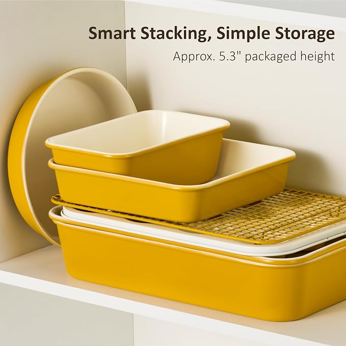 CAROTE 7-Piece Ceramic Baking Pans Set, Aluminized Steel Bakeware Sets - Image 6