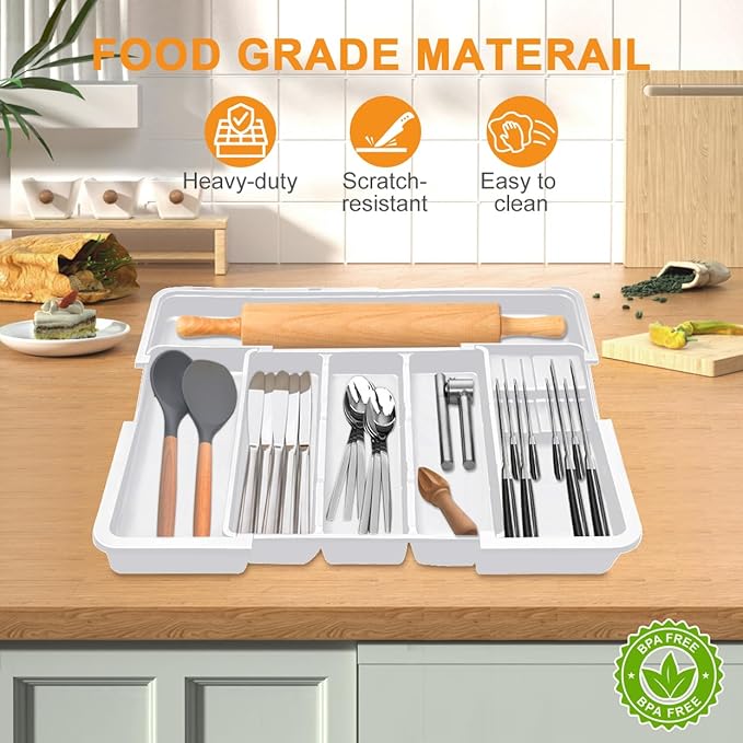 Homecor Kitchen Drawer Organizer Large Expandable Silverware Organizer - Image 8