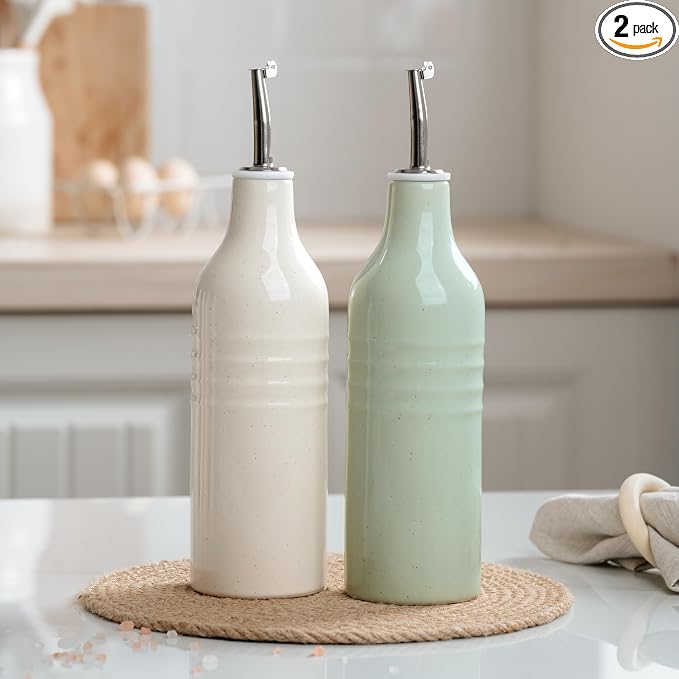 famiware Jupiter 16oz Ceramic Olive Oil Dispenser Bottle, Olive Oil and Vinegar by Famiware