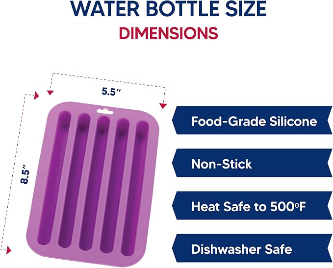 HIC Kitchen Silicone Water Bottle Ice Tray, Makes 5 Long Ice Sticks - Image 5