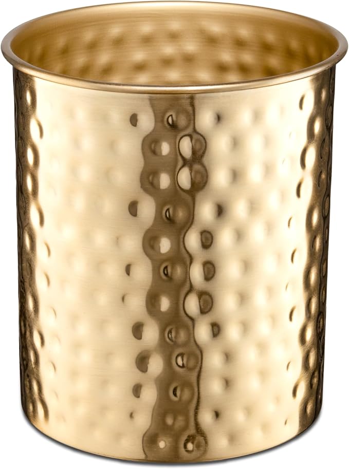 Monarch Abode Kitchen Utensil Holder – Hand Hammered Metal Brushed Gold Utensil by MonarchAbode
