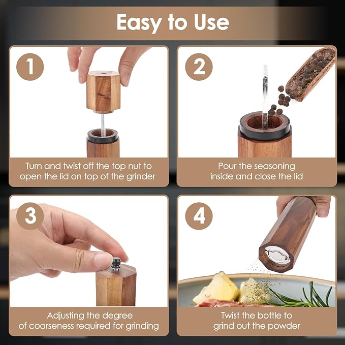 Wooden Salt and Pepper Grinder Set - Image 6
