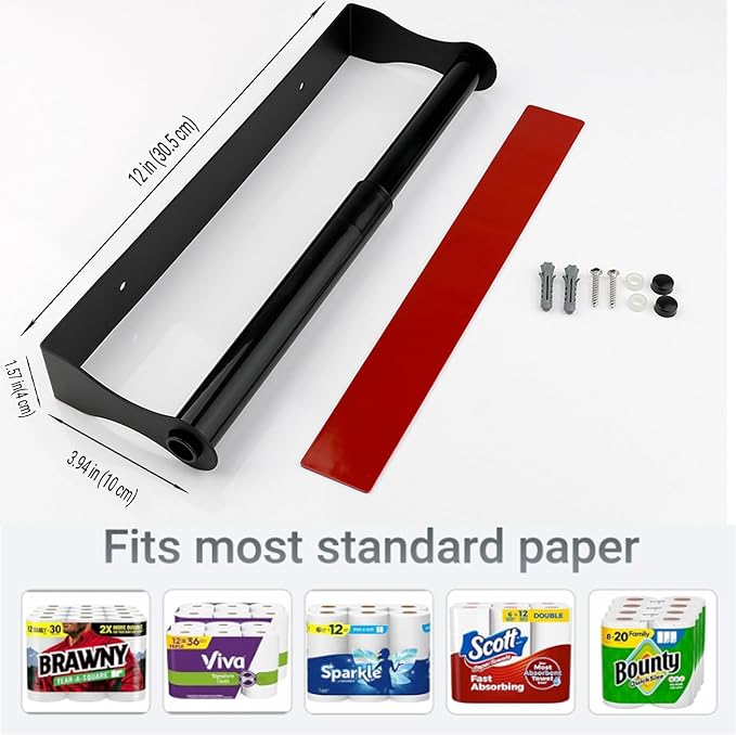 Paper Towel Holder, Self-Adhesive Kitchen Roll Rack, Heavy-Duty Organization - Image 6
