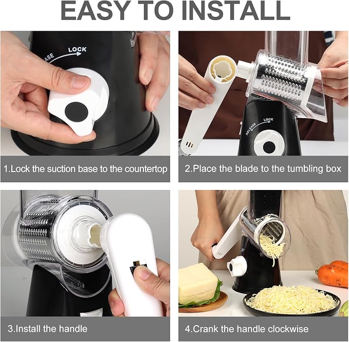Cambom 5 in 1 Rotary Cheese Grater Hand Crank Cheese Shredder - Image 8