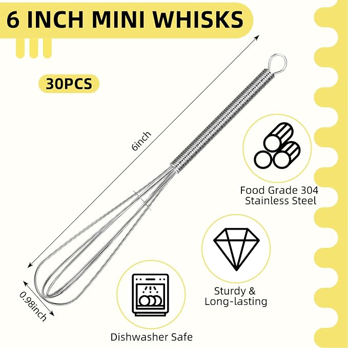 Baderke 30 Pcs Mini Whisk Bulk Small Whisks - Image 2