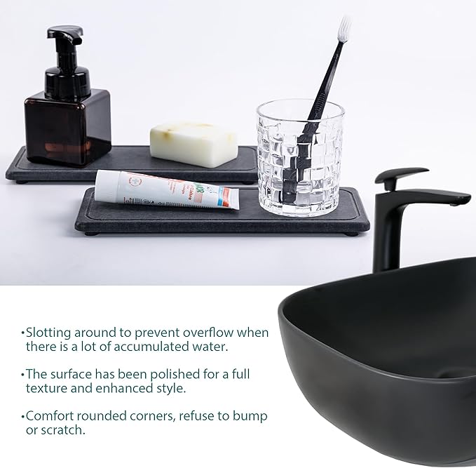 NiuYichee 2 Pcs Water Absorbing Stone Trays, Kitchen/Bathroom Sink Soap Dish - Image 3