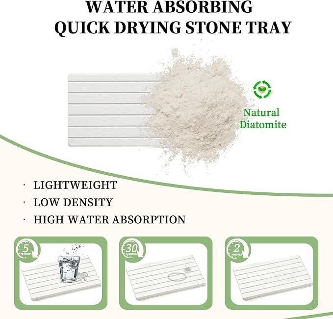 2 PCS Water Absorbing Diatomite Coasters, Stone Drying Mat - Image 4