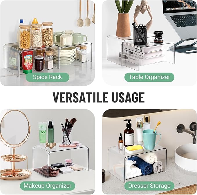 Clear Cabinet Organizer, Shelf Organizer Set of 2 - Image 5
