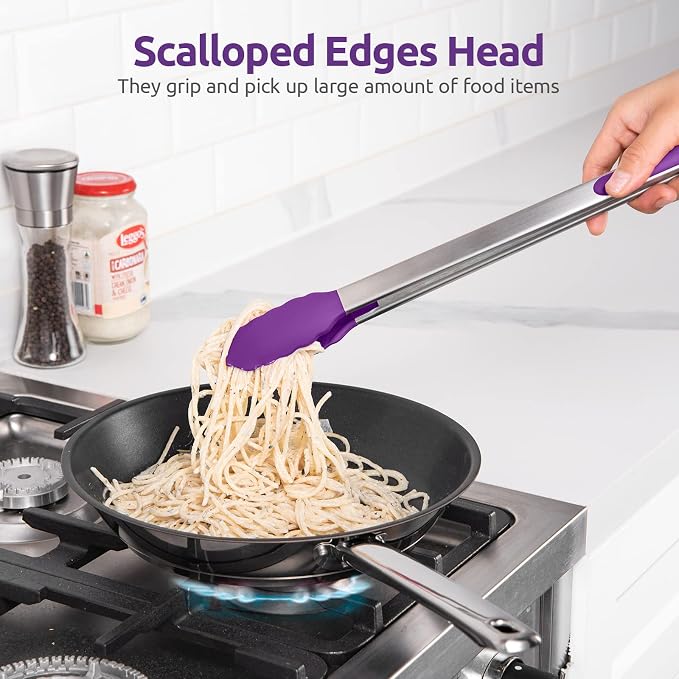 600ºF Heat Resistant Kitchen Tongs: U-Taste 16 inch Extra Long Large Silicone - Image 4