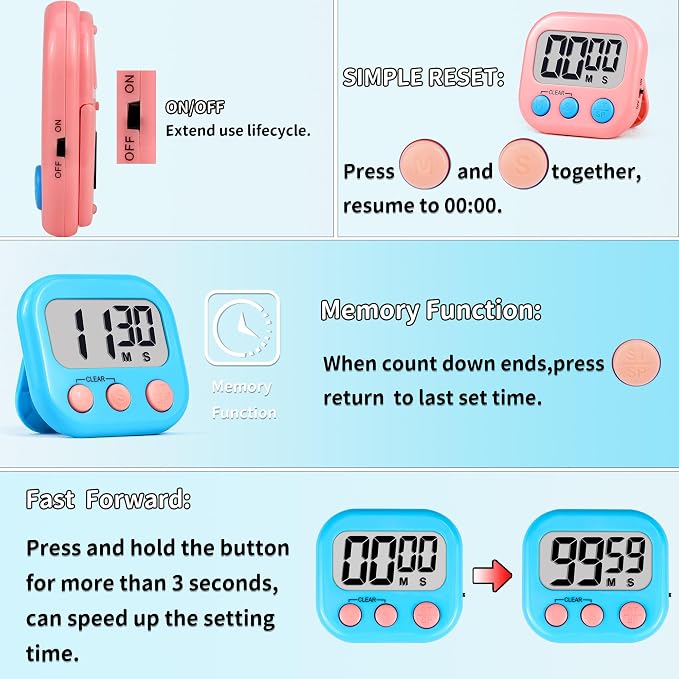 Timer for Kids Teachers Supplies Digital Kitchen Timers for Cooking Large - Image 4