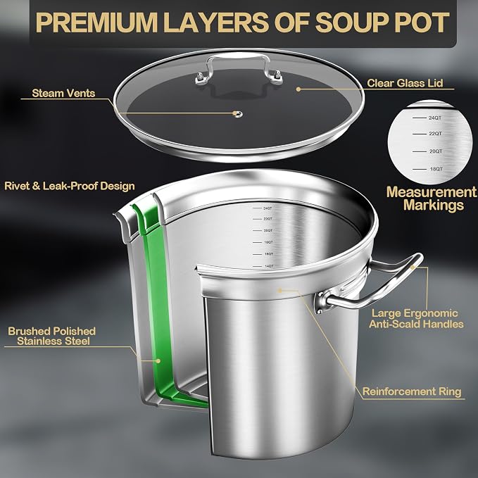 Large Stock Pot-20QT Stainless Steel Stockpot - Image 6