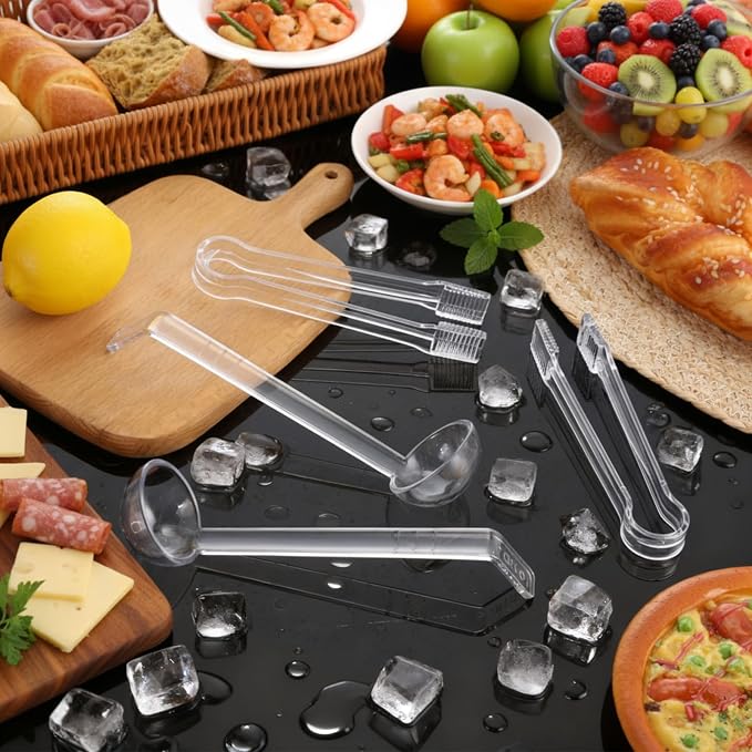 6 Pieces Plastic Serving Utensils Set Including 3 Pcs 1 oz Small Ladle and 3 - Image 4