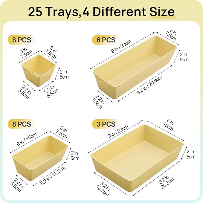 Vtopmart 25 PCS Plastic Drawer Organizers Set, 4-Size Versatile Bathroom and - Image 2