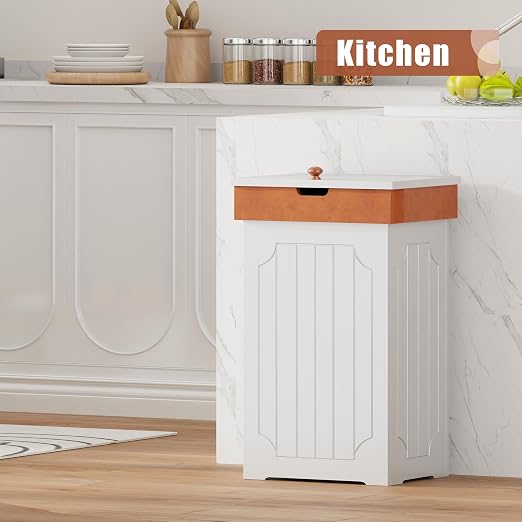 Function Home Trash Can Cabinet, 13 Gallon Kitchen Garbage Can, Wood Recycling - Image 2
