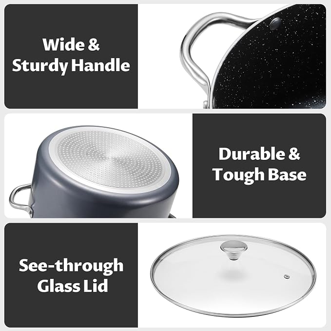 BEZIA 10 Quart Cooking Pot, Large Non Stick Induction Stock Pots - Image 6