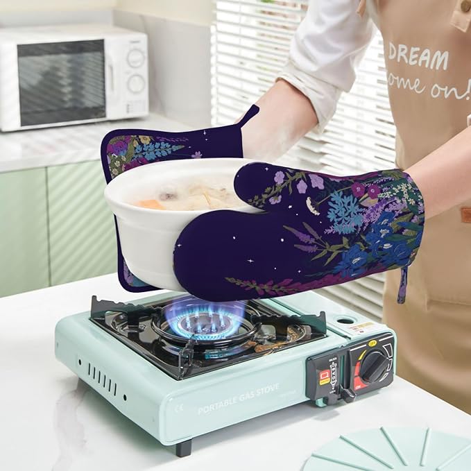 Wildflowers Florals Oven Mitts Pot Holders Set Silicone Heat Resistant - Image 6
