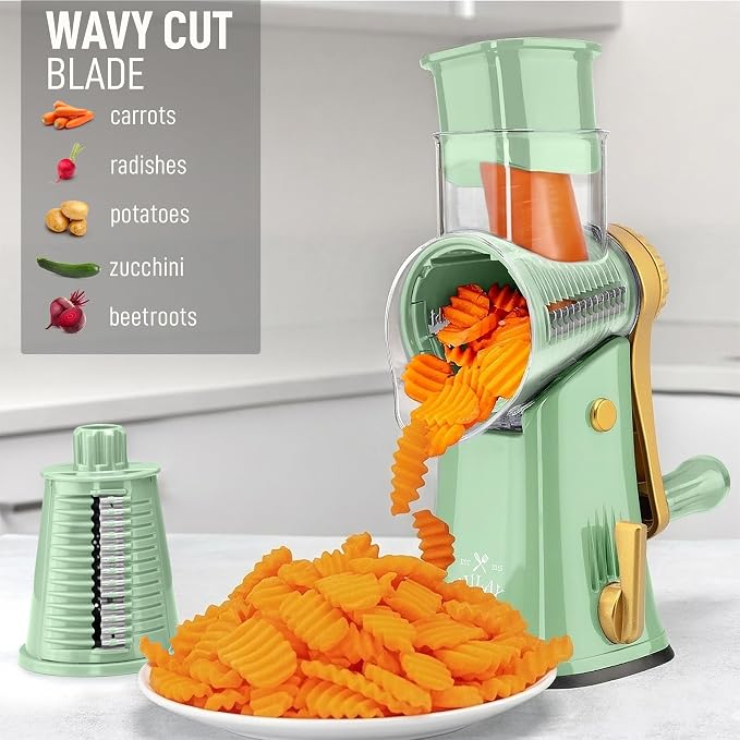 Zulay Kitchen Rotary Cheese Grater 5 Blade Cheese Shredder - Image 4