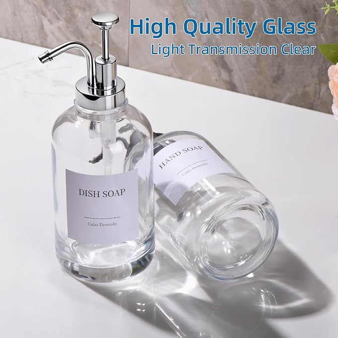 Glass Soap Dispenser with Pump, Dish and Hand Soap Dispenser - Image 8