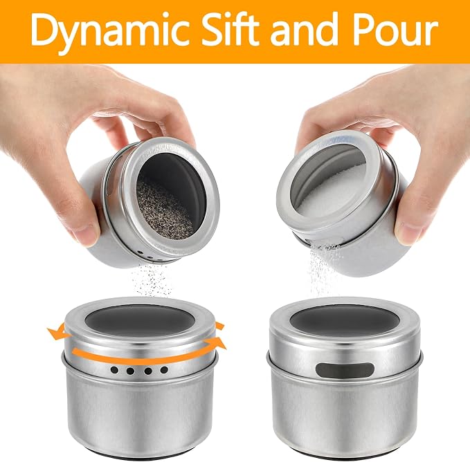 Bekith 20 Pack Magnetic Spice Jars, Magnetic Spice Containers - Image 3