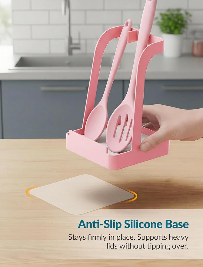NiHome Kitchen Utensil Holder for Pot Lids & Spoons Pink Kitchen Accessories - Image 4